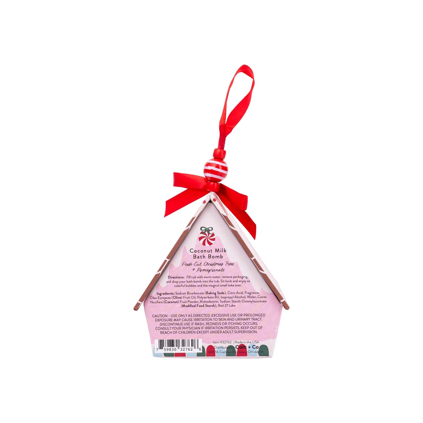 Cait + Co - Bath Bomb Christmas Ornament House - Pink