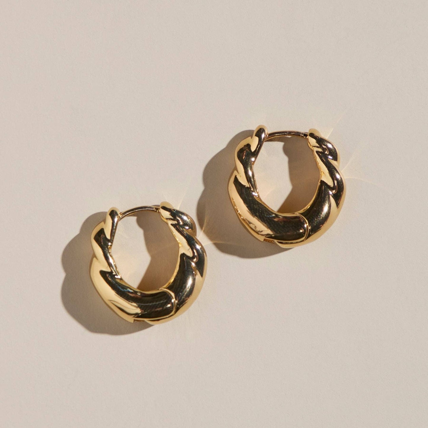 Nickel and Suede - Gold Wide Twist Hoops