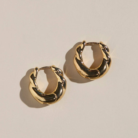 Nickel and Suede - Gold Wide Twist Hoops
