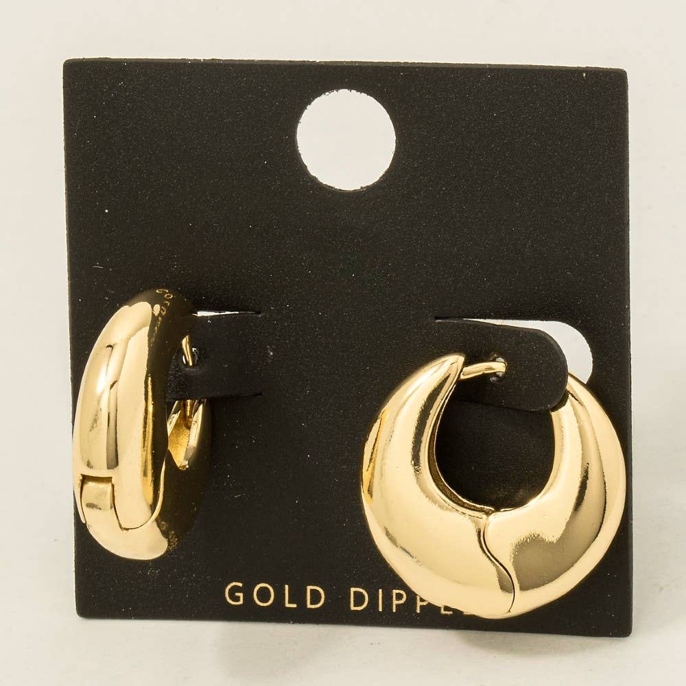 Fame Accessories - Gold Dipped Graduated Hinge Hoop Earrings