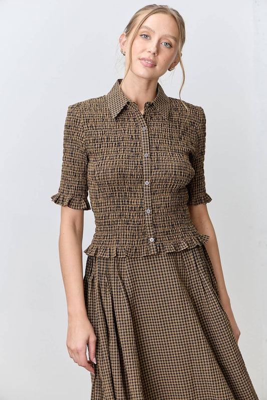 Polagram by Wellmade USA - GINGHAM MAXI SKIRT