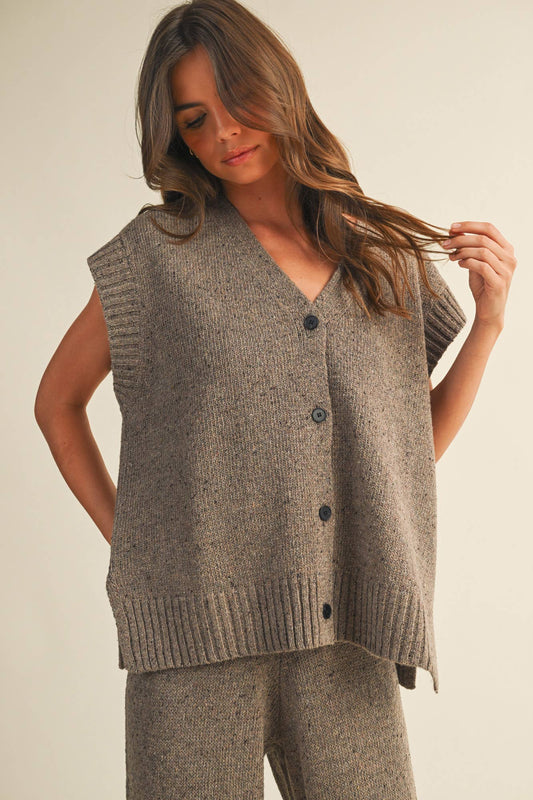 Mustard Seed - BUTTON FRONT OVERSIZED SWEATER VEST