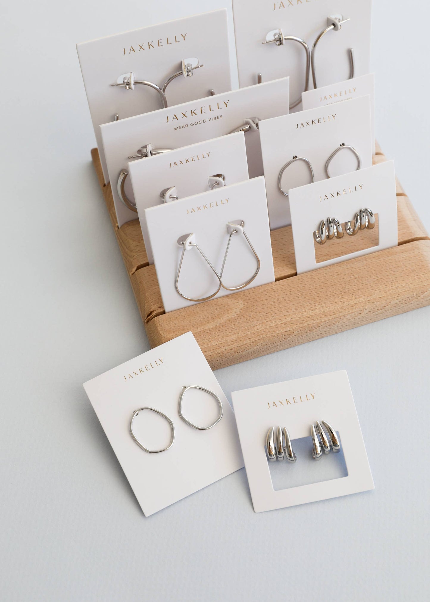 JaxKelly - Silver Three Hoop Huggie - Earring