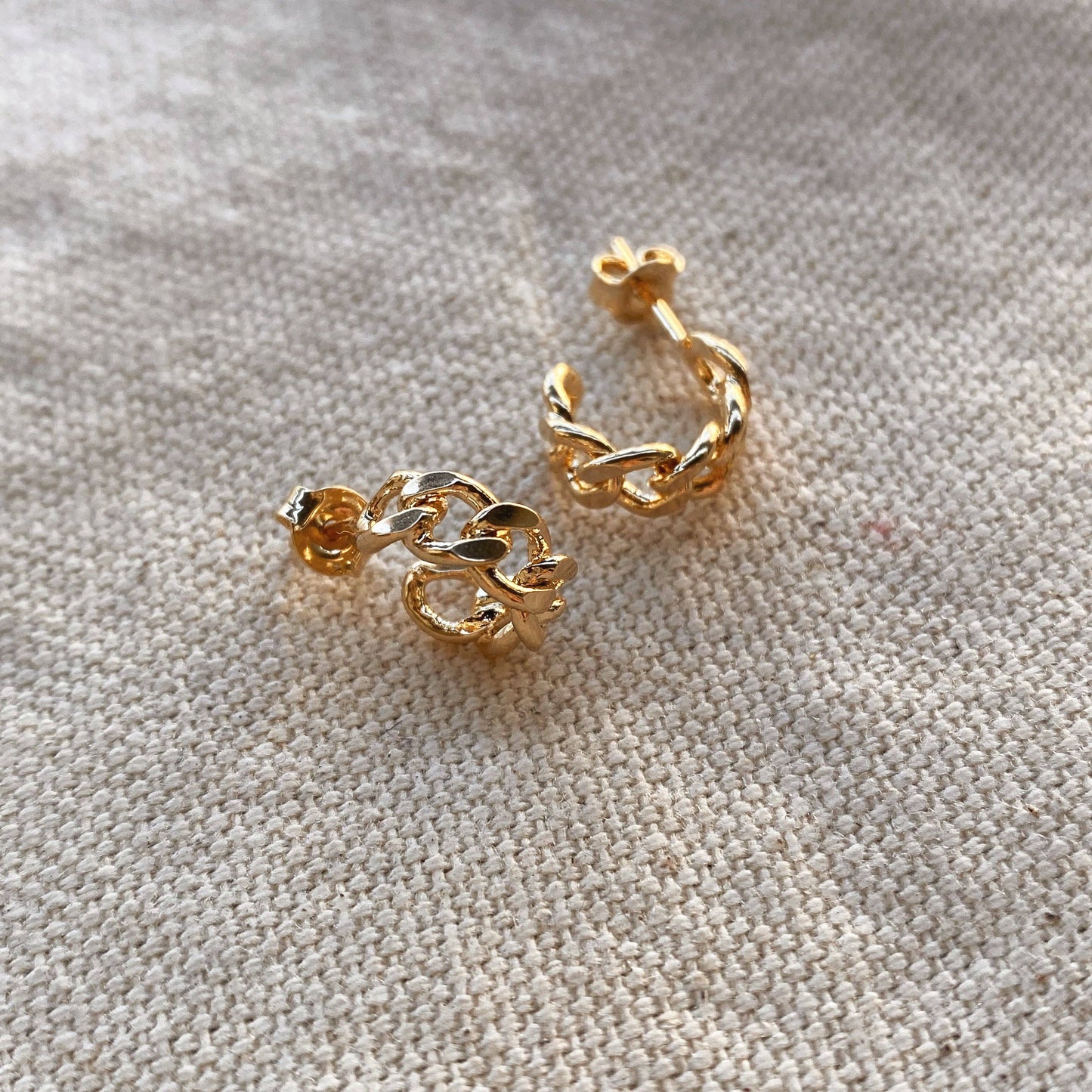GoldFi - 18k Gold Filled Petite Chain Link Chain C-Hoop Earrings