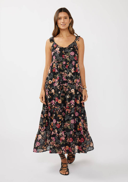 Lovestitch - Ruffle Strap V-Neck Tiered Maxi Dress