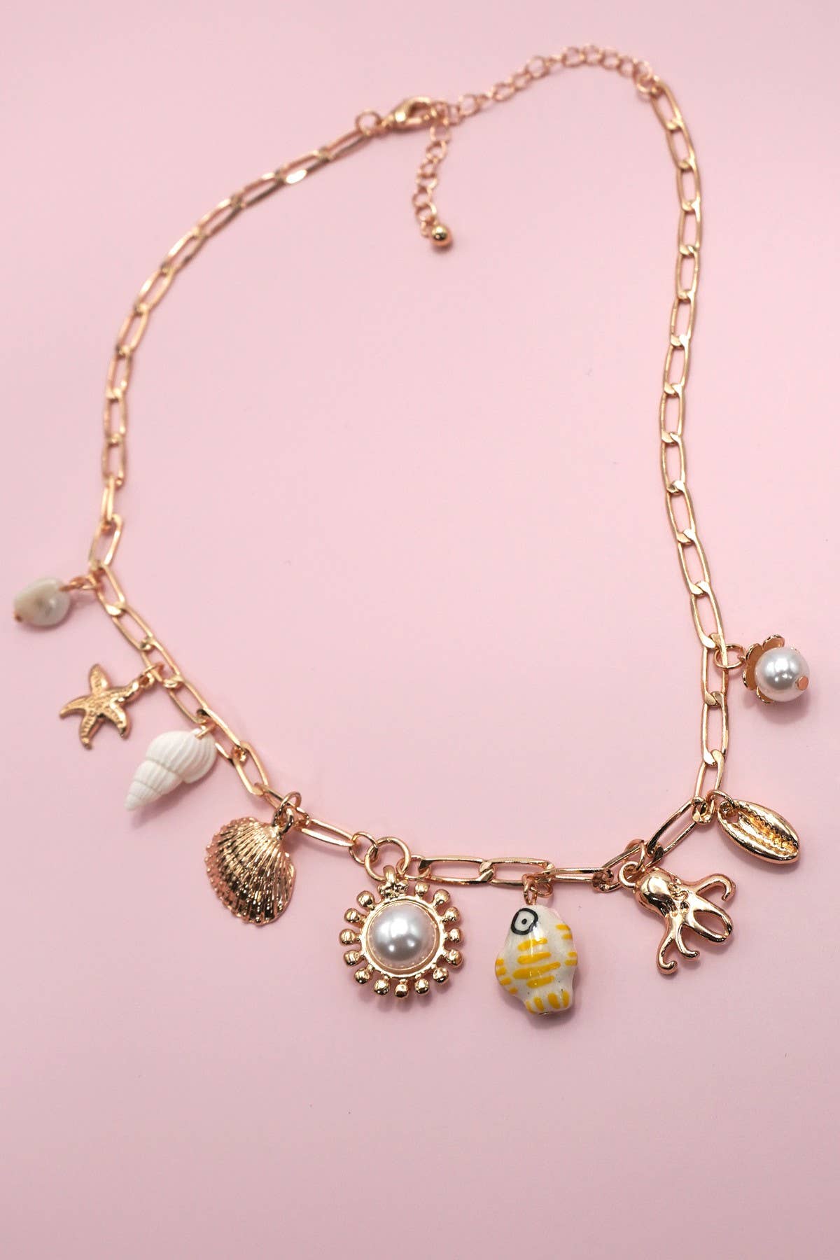 JOSSLYN by wall to wall - CHARM NECKLACE-FISHERMAN TOILE FISH SEA LIFE