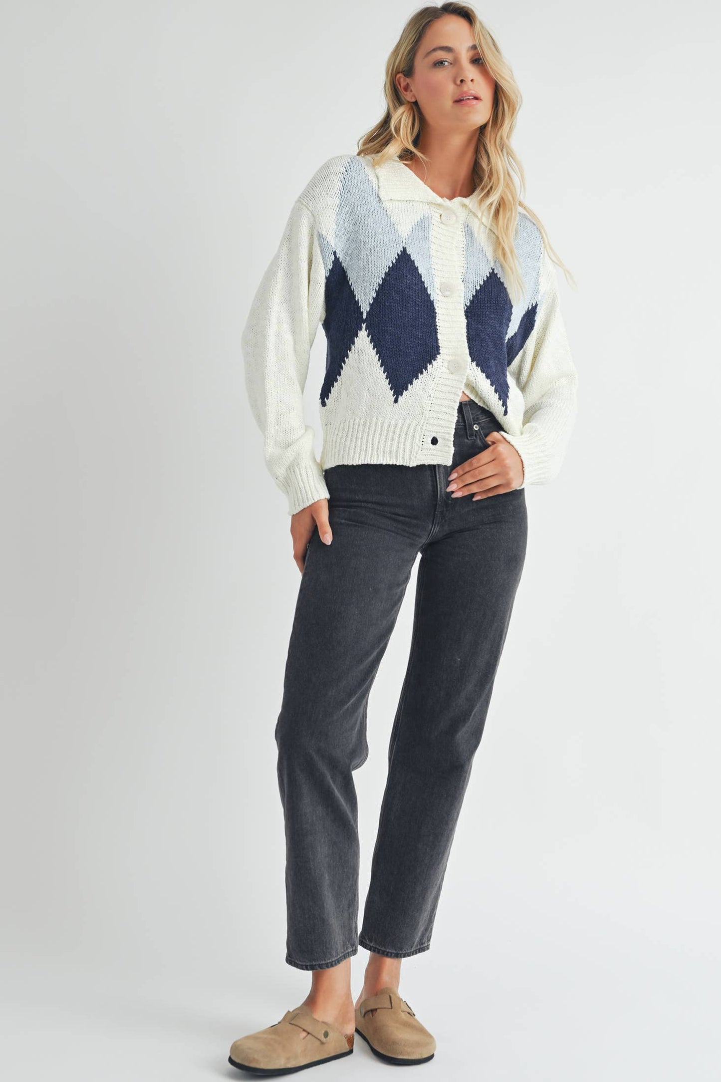 Endless Blu - Argyle Pattern Cardigan.