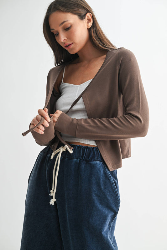 Mono B - Charming Ballet Tie-Front Sweater