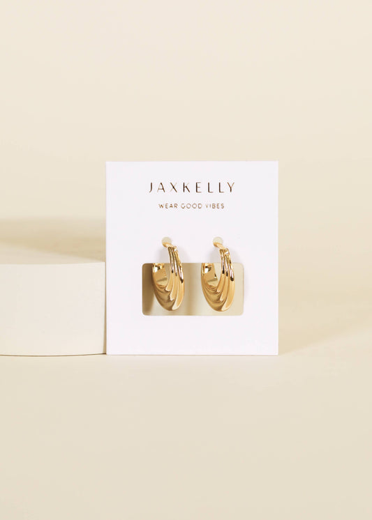 JaxKelly - Gold Hoop - Triple Arch - Earrings