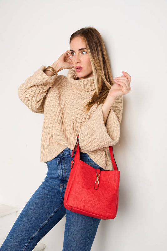 Jen & Co.  Agnes Classic Satchel w/ Press Lock & Inner Bag