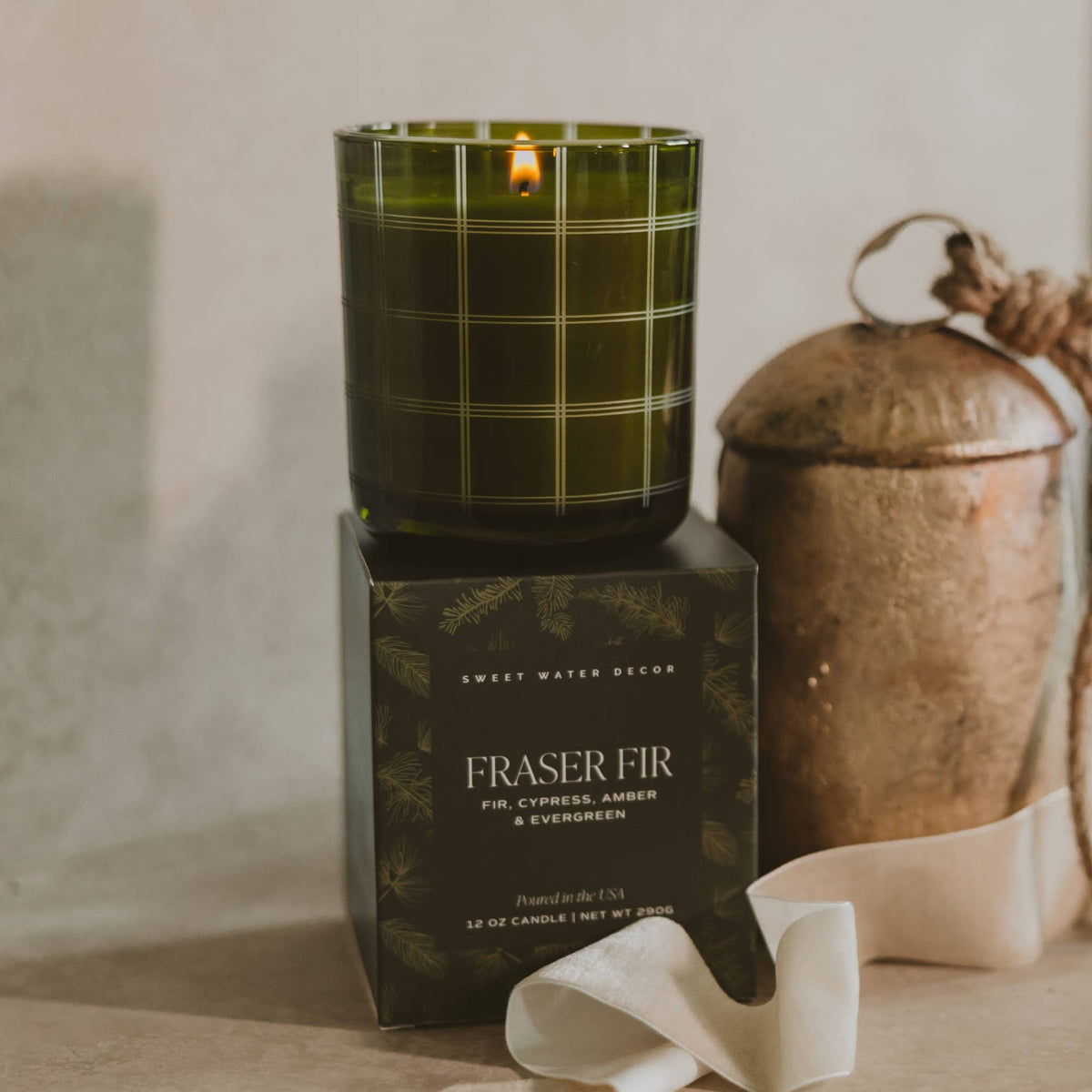 Sweet Water Decor - *NEW* Fraser Fir 12 oz Boxed Soy Candle - Christmas Decor