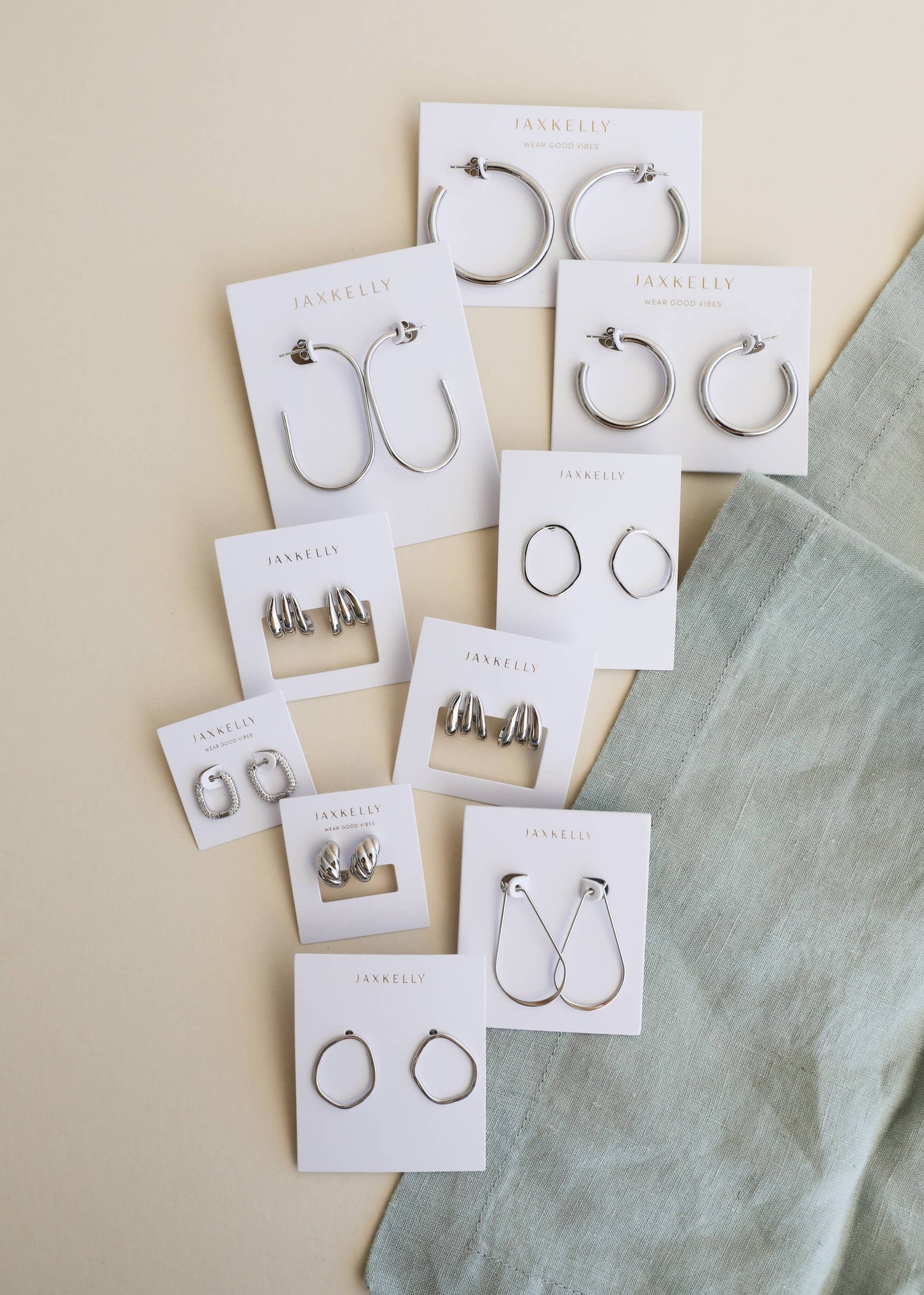 JaxKelly - Silver Three Hoop Huggie - Earring