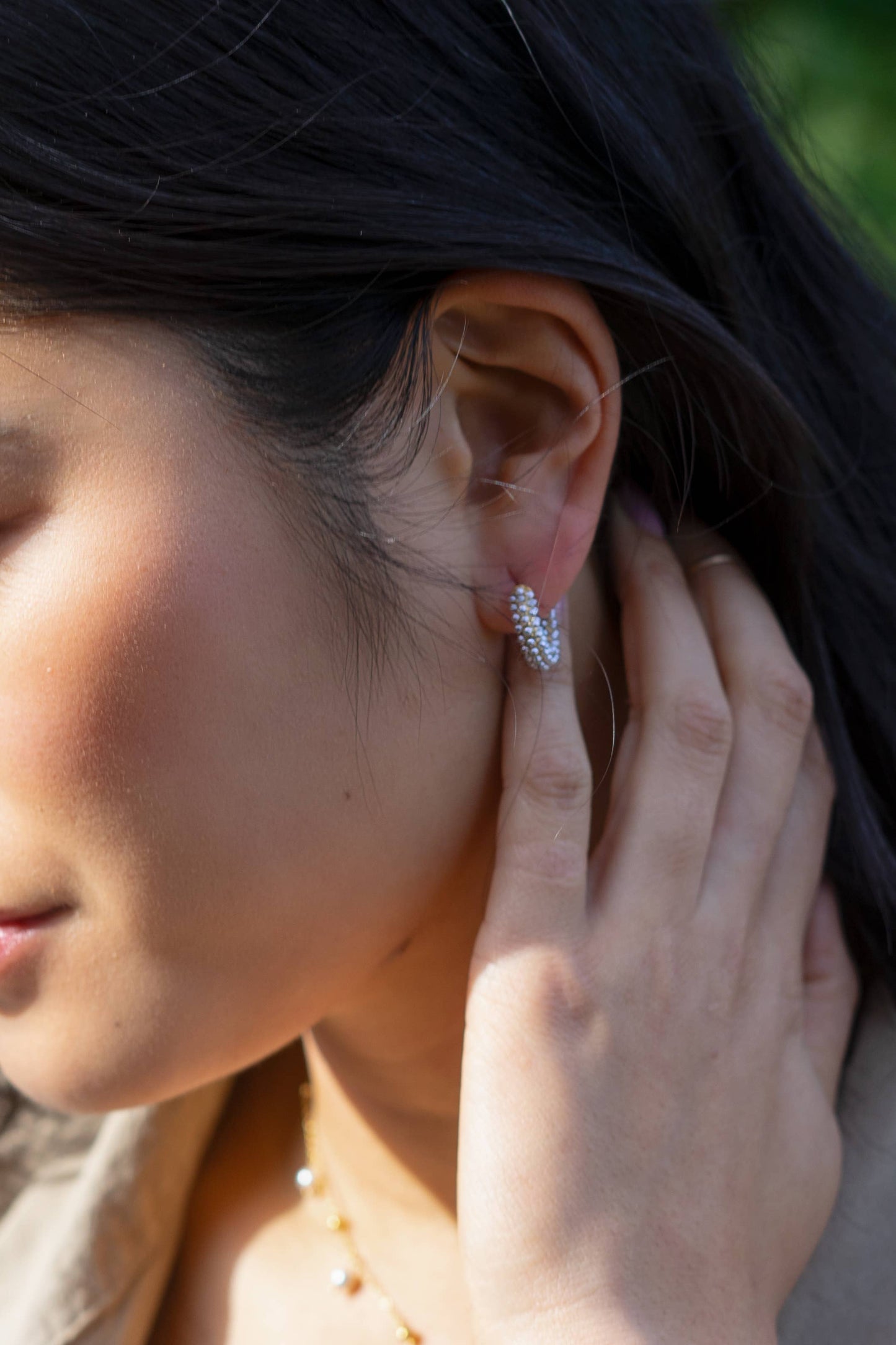 Peter and June - Pearl Mini Dot Hoops - 18K Gold Plated