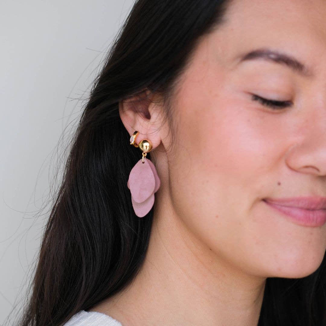 Nickel and Suede - Rosewater Suede Weston earrings