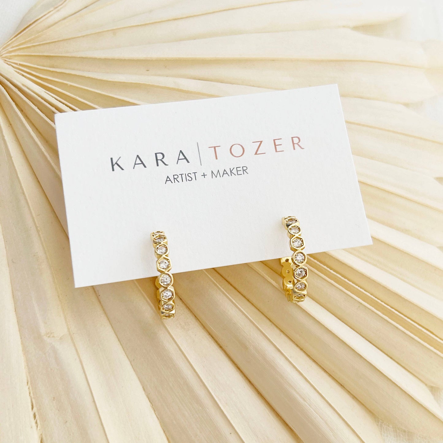 KARA | TOZER - Gold Geometric Crystal Hoops