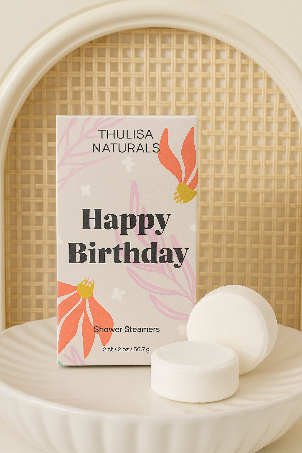 Thulisa Naturals™  | Bath + Body - Shower steamers | Lavender geranium | 2 pack Happy Birthday