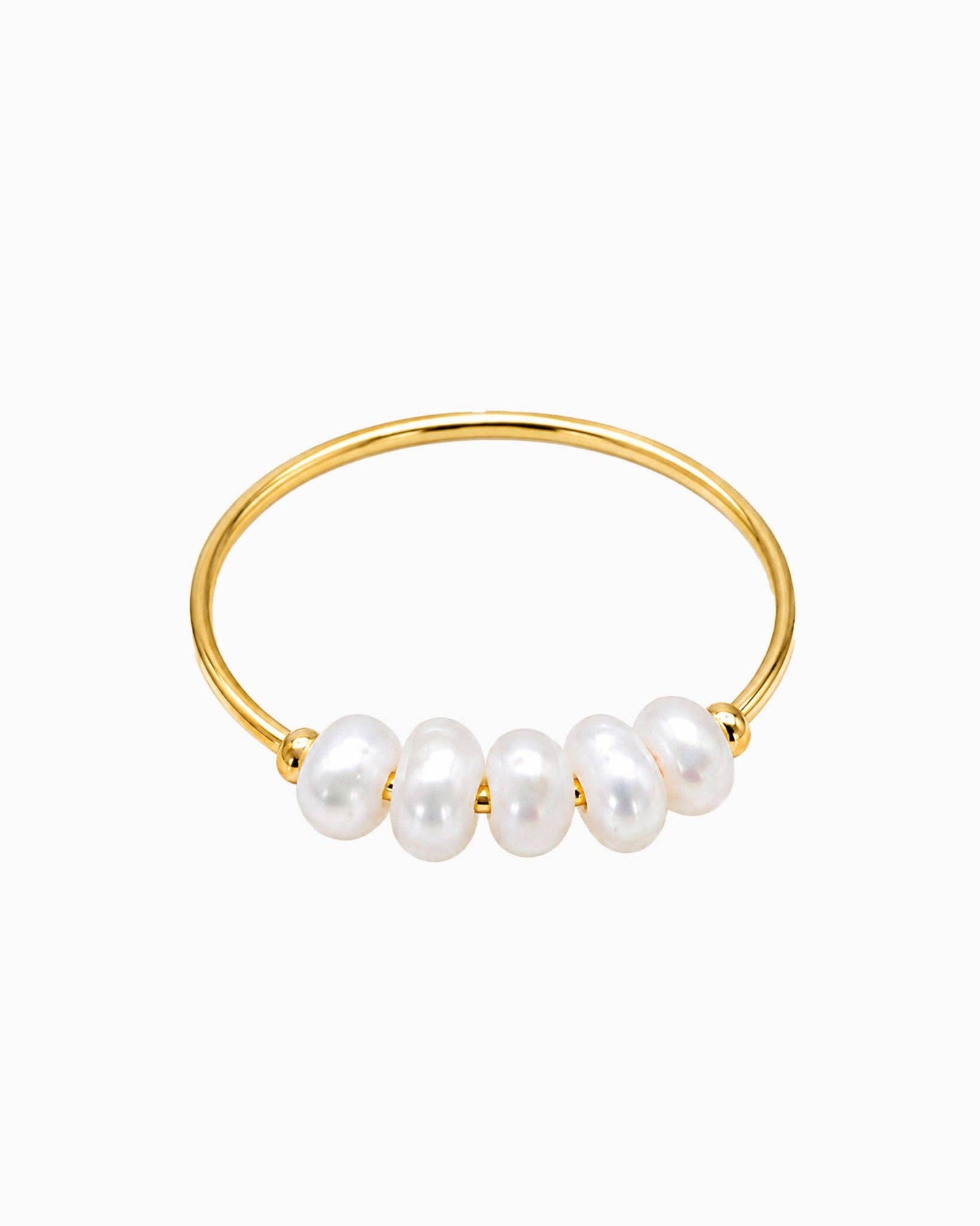 Anti Anxiety Pearl Spinner Stainless Steel Ring