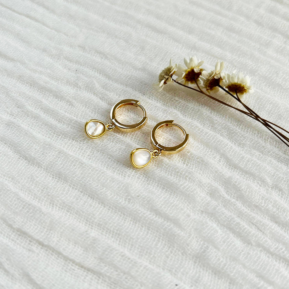 KARA | TOZER - Mother Of Pearl Charm Hoops