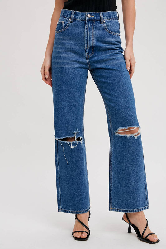 Bluivy - HIGH RISE DISTRESSED DENIM JEANS