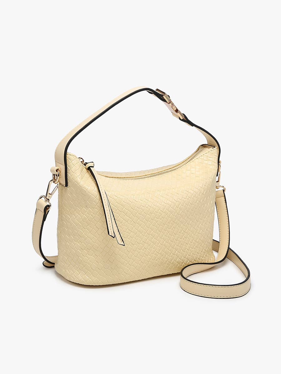 Jen & Co. - Kinsley Faux Woven Satchel w/ Top Zip Closure & Crossbody Strap