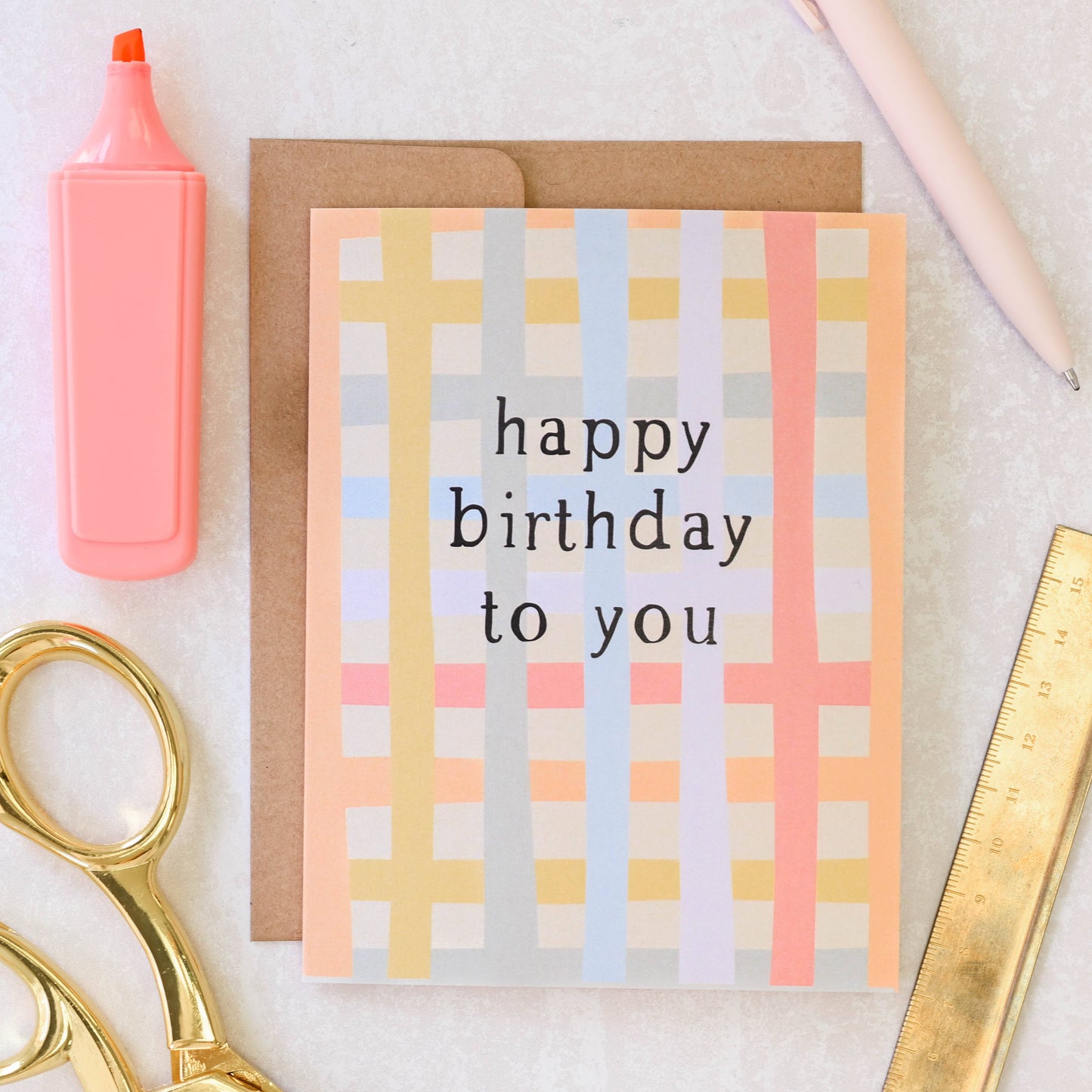 Simple Whimsy - Happy Birthday To You - Colourful Plaid Birthday Card