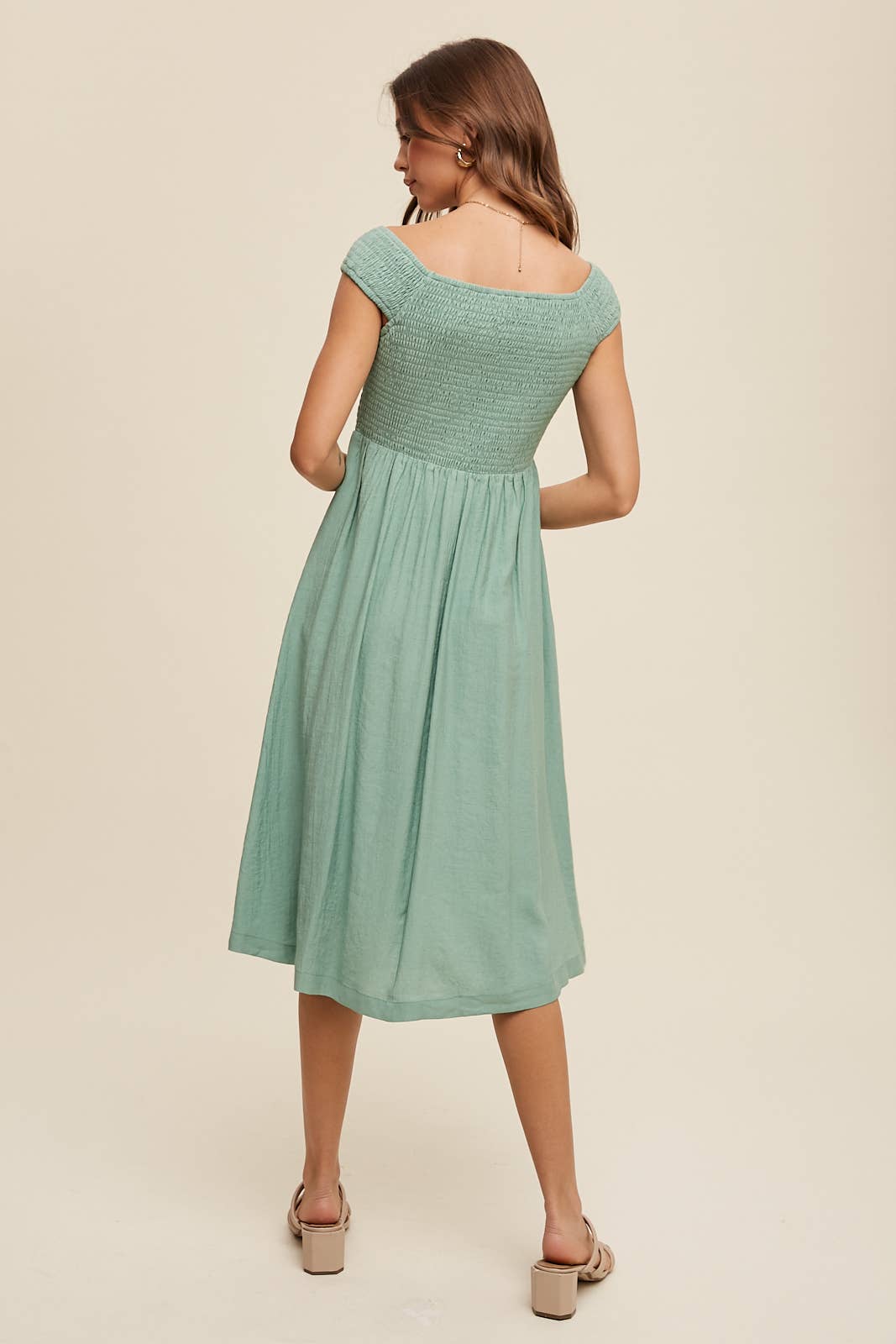 Listicle - Smocked Bodice Cotton Midi Dress