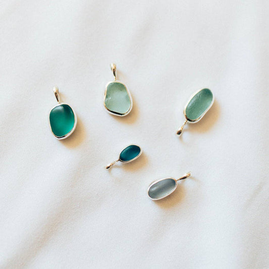 The Salty Gem - Blue Sea Glass Necklace (Handmade)