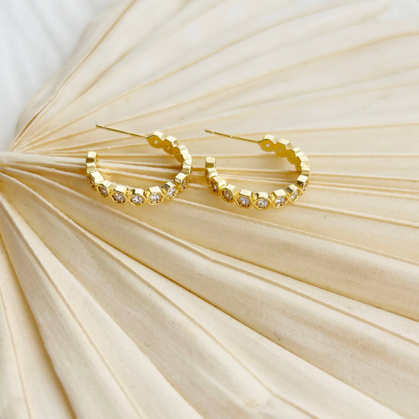 KARA | TOZER - Gold Geometric Crystal Hoops
