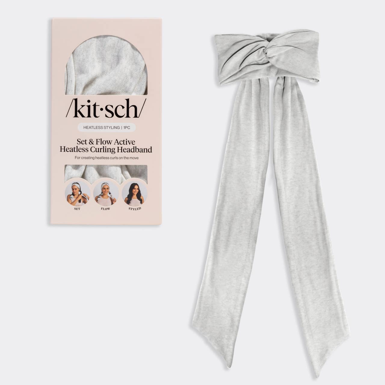 KITSCH - Set & Flow Heatless Curling Headband - Heather Gray