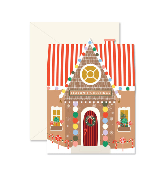 Ginger P. Designs - Gingerbread House die-cut Greeting Card