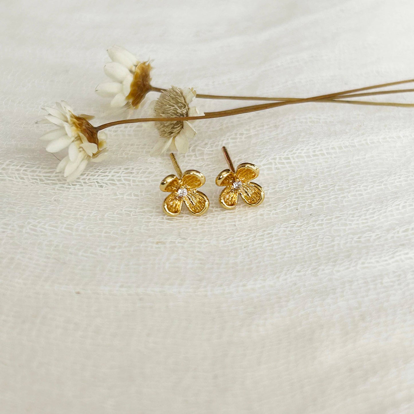 KARA | TOZER - Dainty Gold Flower Studs #2