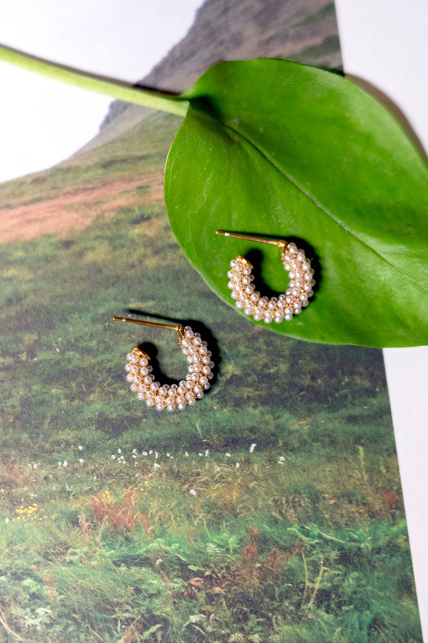 Peter and June - Pearl Mini Dot Hoops - 18K Gold Plated