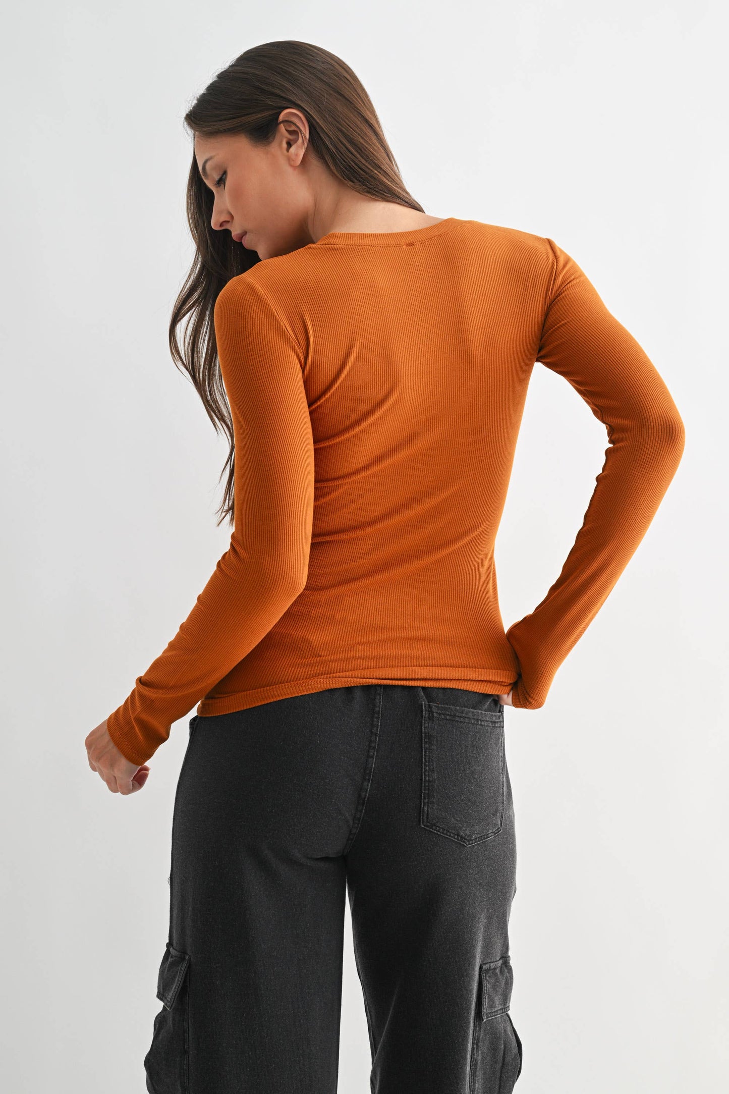 Mono B - Essential Long-Sleeved Micro-Ribbed Athleisure Top