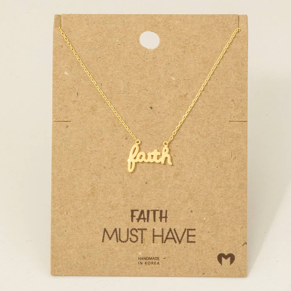 Fame Accessories - Handwritten Faith Pendant Necklace
