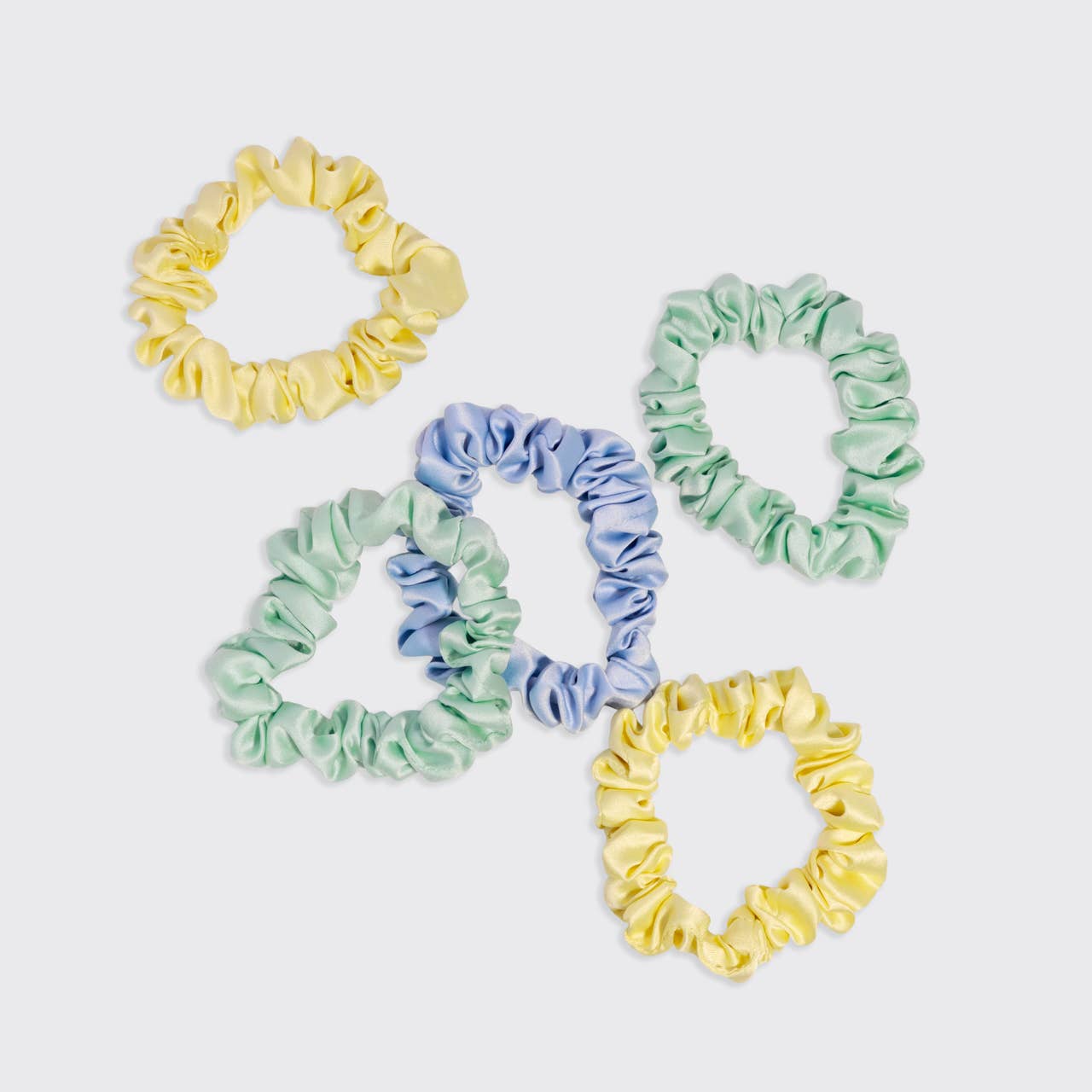 KITSCH - Ruched Satin Scrunchies 5pc Set - Multi-color