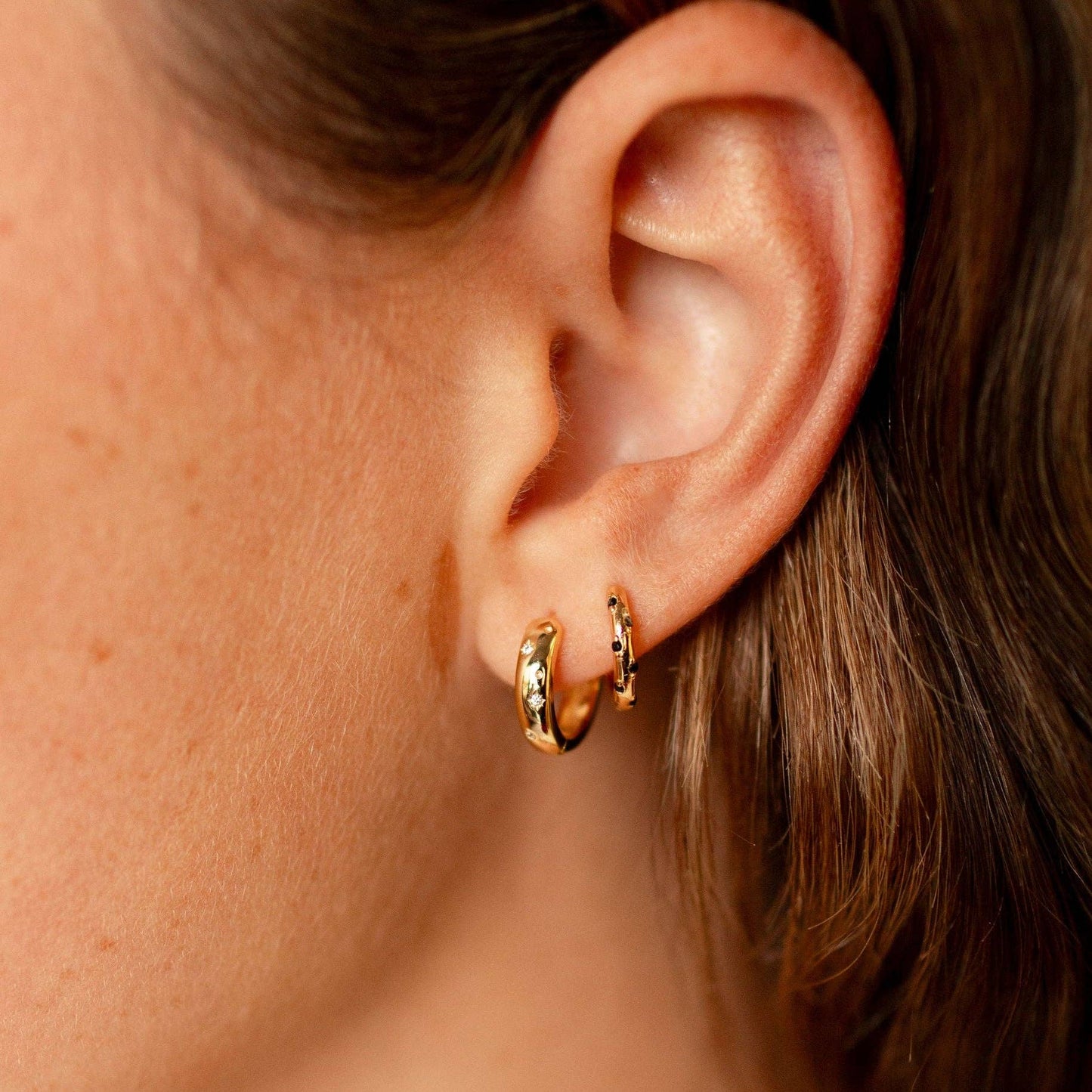 Mauve Jewelry Co. - Charli Diamond & Gold Polka Dot Hoops