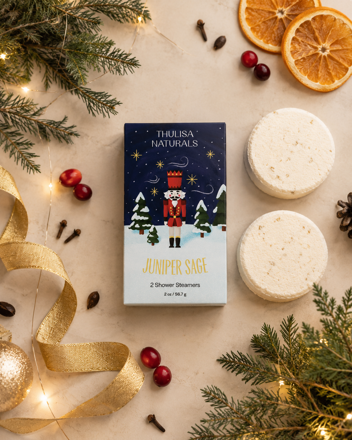 Thulisa Naturals™  | Bath + Body - Juniper Sage Shower Steamers | Stocking Stuffer |  2 pack