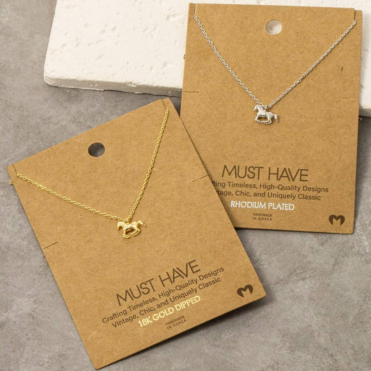 Fame Accessories - Gold Dipped Mini Horse Pendant Necklace