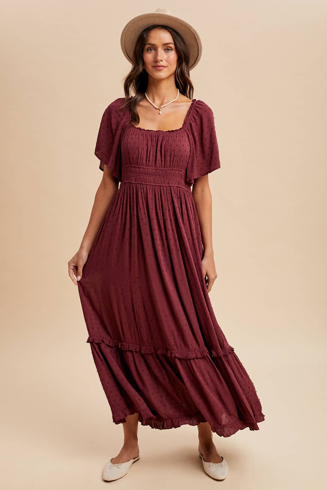 In Loom - SWISS DOT FLUTTER SLEEVE MAXI