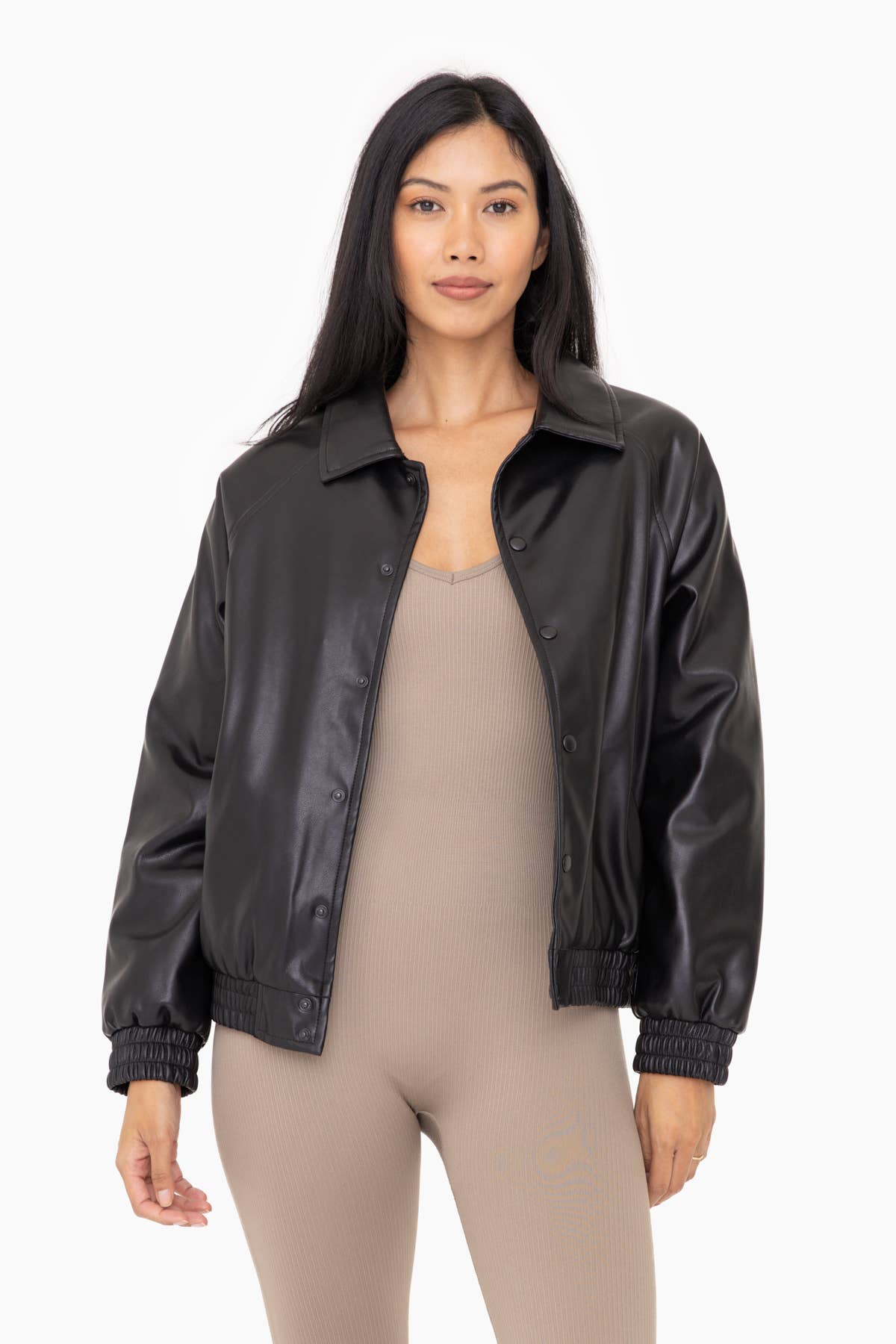Mono B - Vegan Leather Bomber Jacket