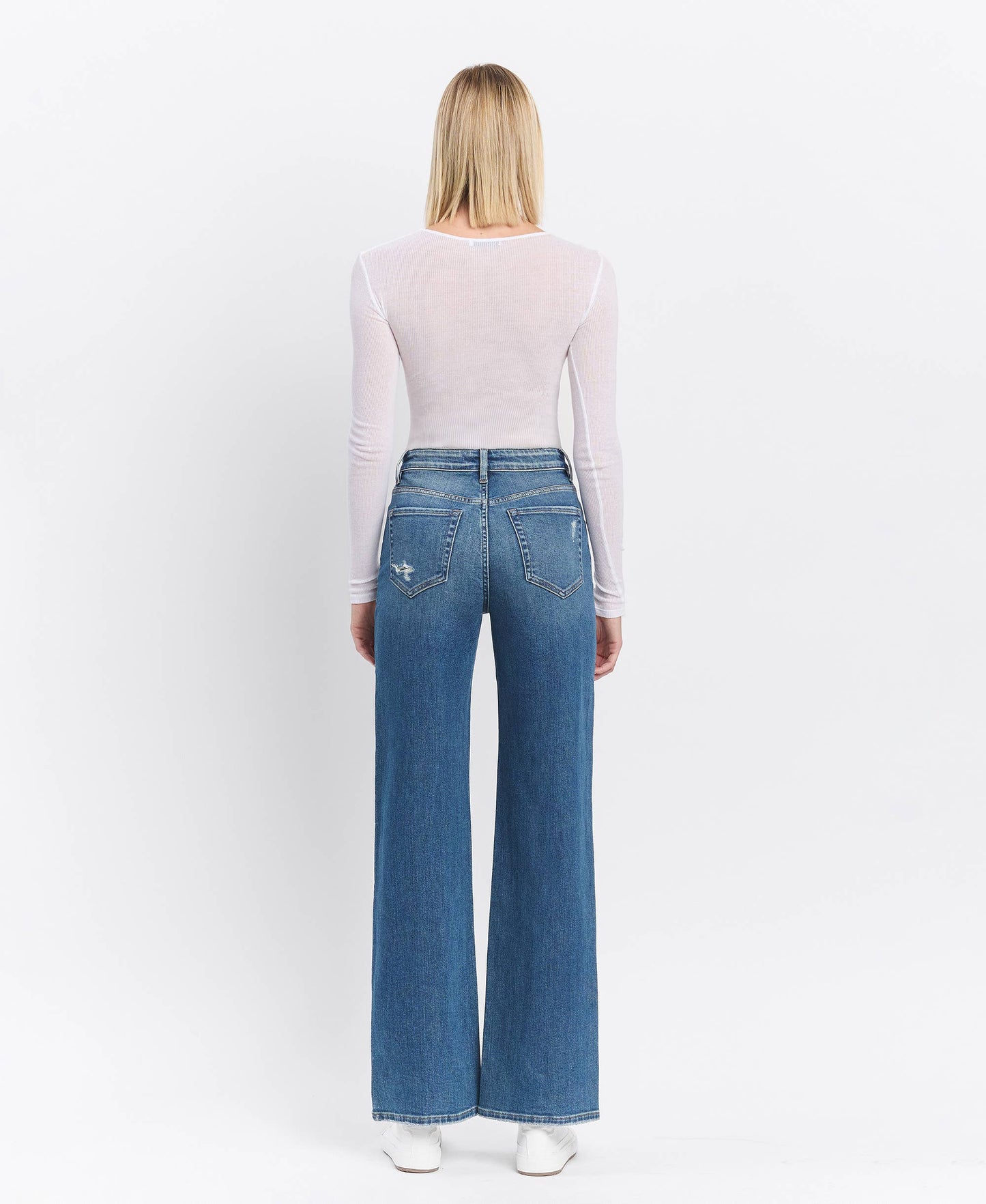 FLYING MONKEY - SUPER HIGH RISE MEDIUM DARK WASH WIDE LEG JEANS