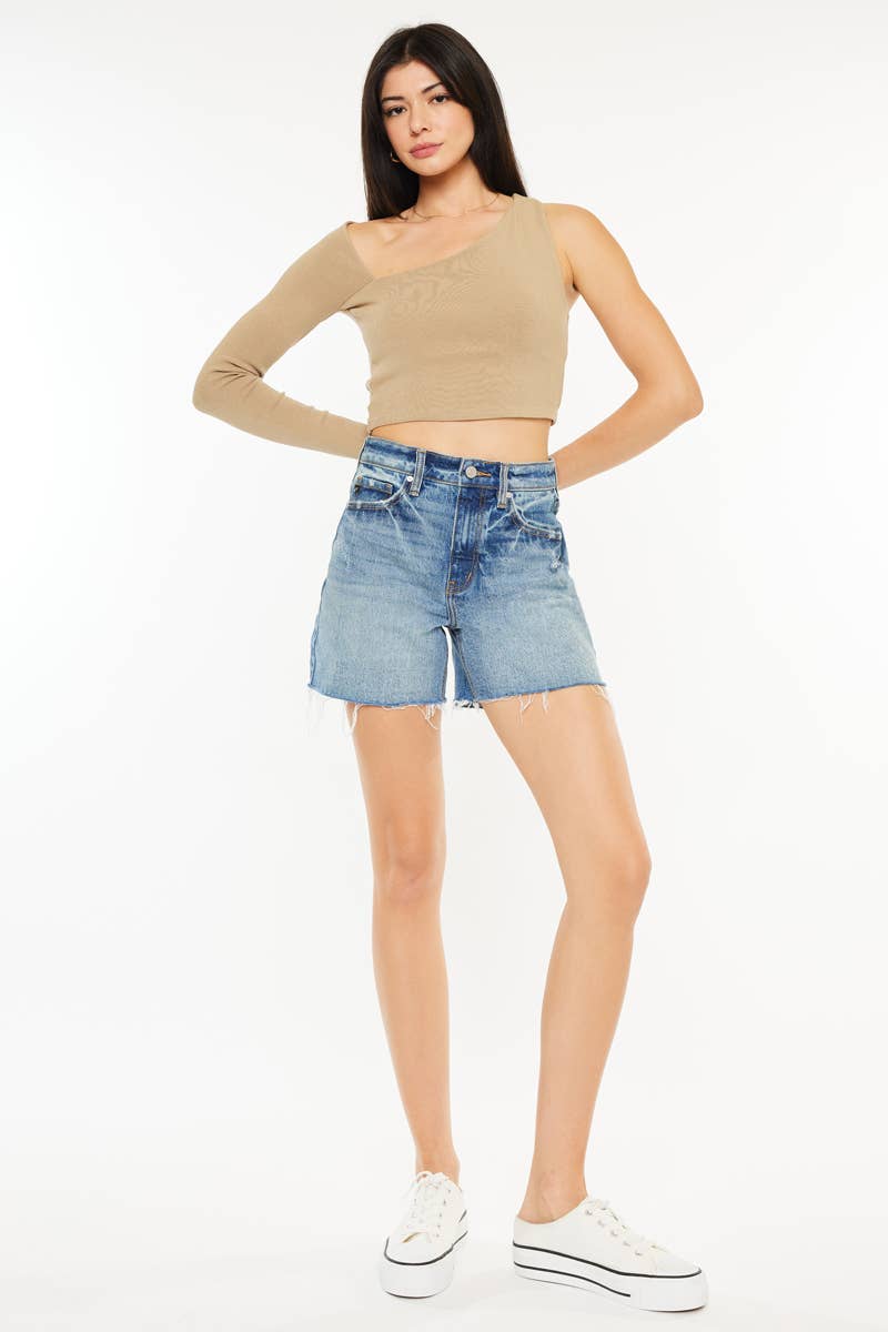 KanCan USA - mid thigh longer denim shorts