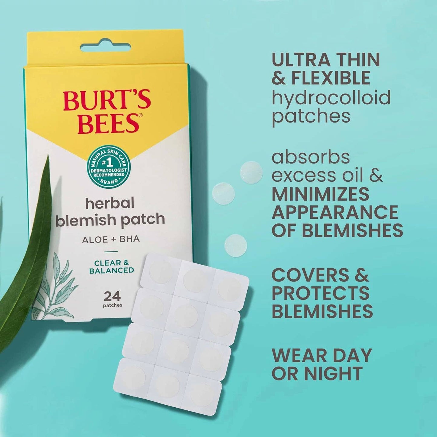 Burt's Bees - Clear & Balanced Herbal Blemish Patches 24 Count