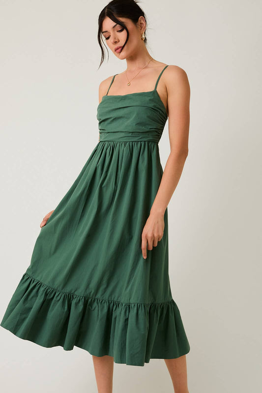 Sunday Edition by LE LIS - SLEEVELESS SHIRRING TOP TIERED MIDI DRESS