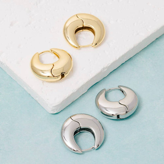 Fame Accessories - Gold Dipped Graduated Hinge Hoop Earrings