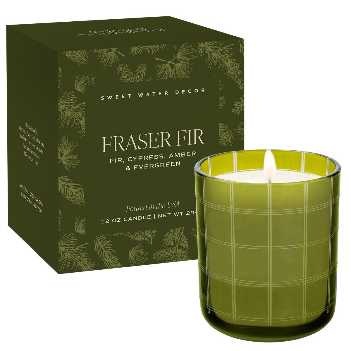 Sweet Water Decor - *NEW* Fraser Fir 12 oz Boxed Soy Candle - Christmas Decor