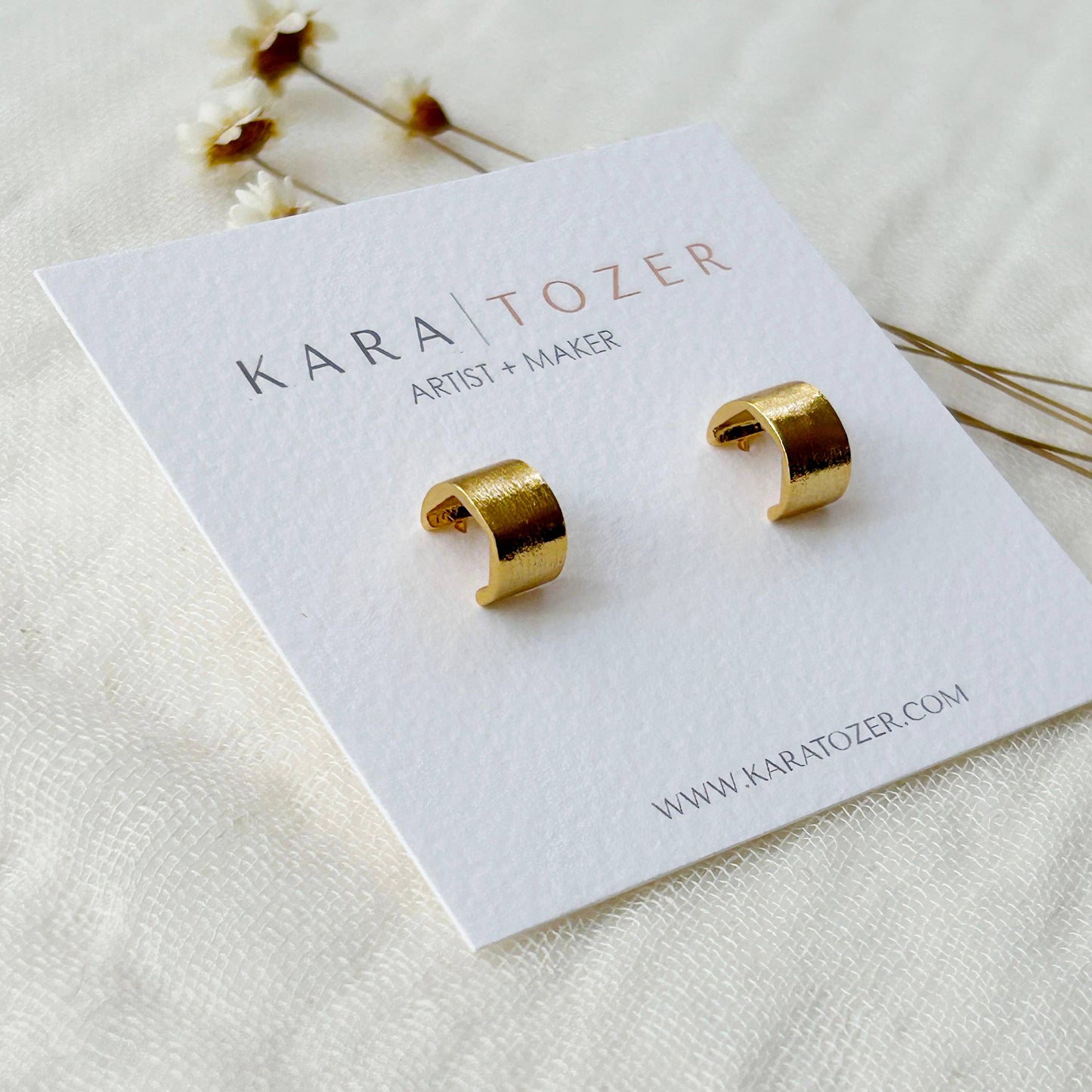 KARA | TOZER - Mini Gold Textured Half Hoops