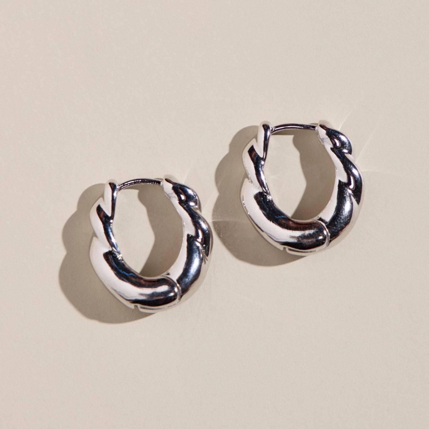 Nickel and Suede - Silver Wide Twist Hoops