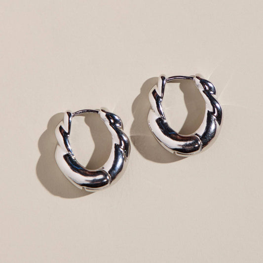 Nickel and Suede - Silver Wide Twist Hoops