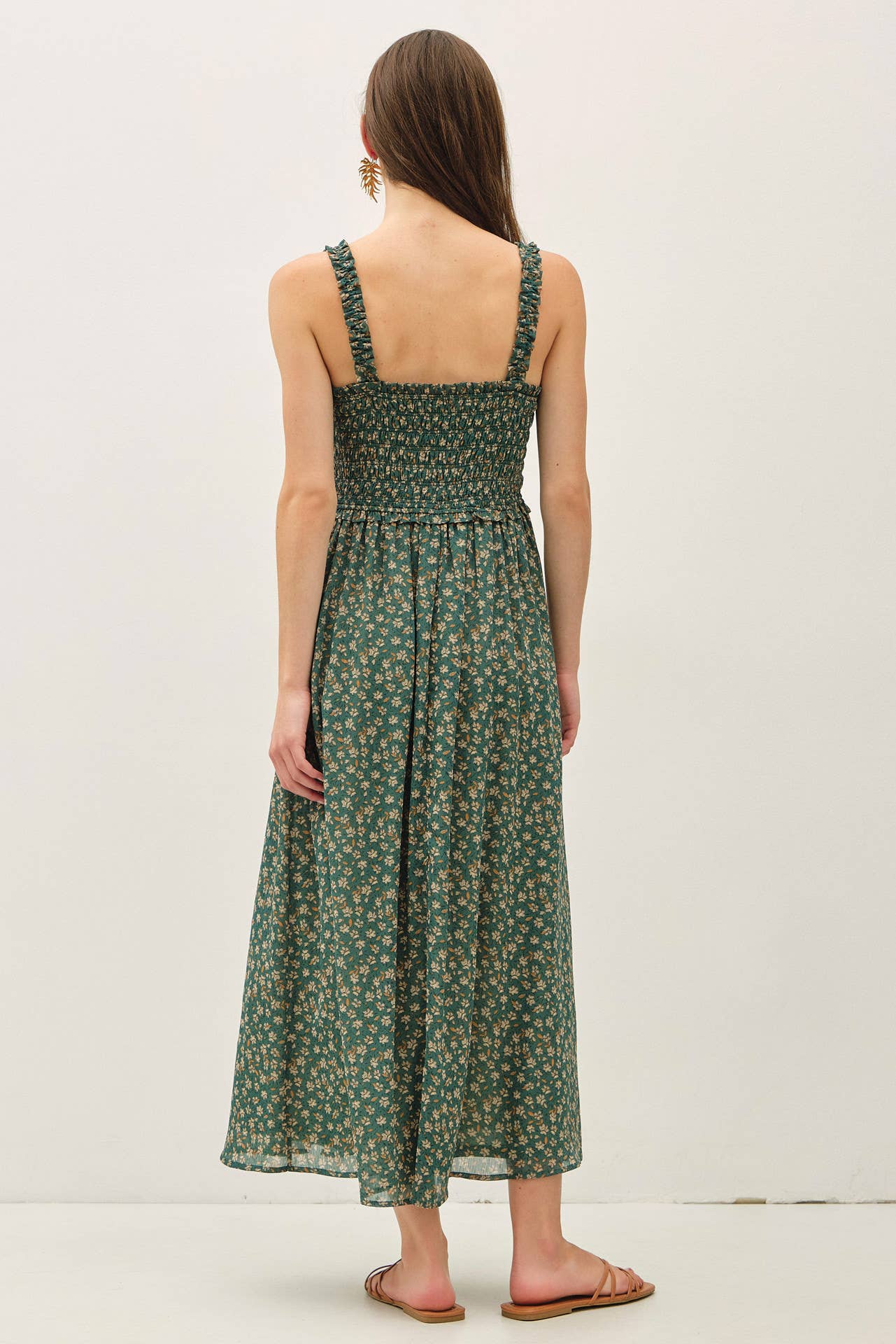 Be Cool - FLORAL PRINTED SMOCKE BODICE MIDI DRESS